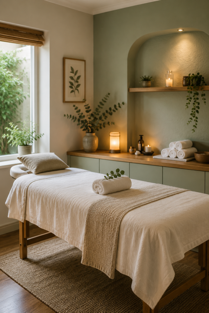 A calm, softly lit treatment room at Gardenia RMC